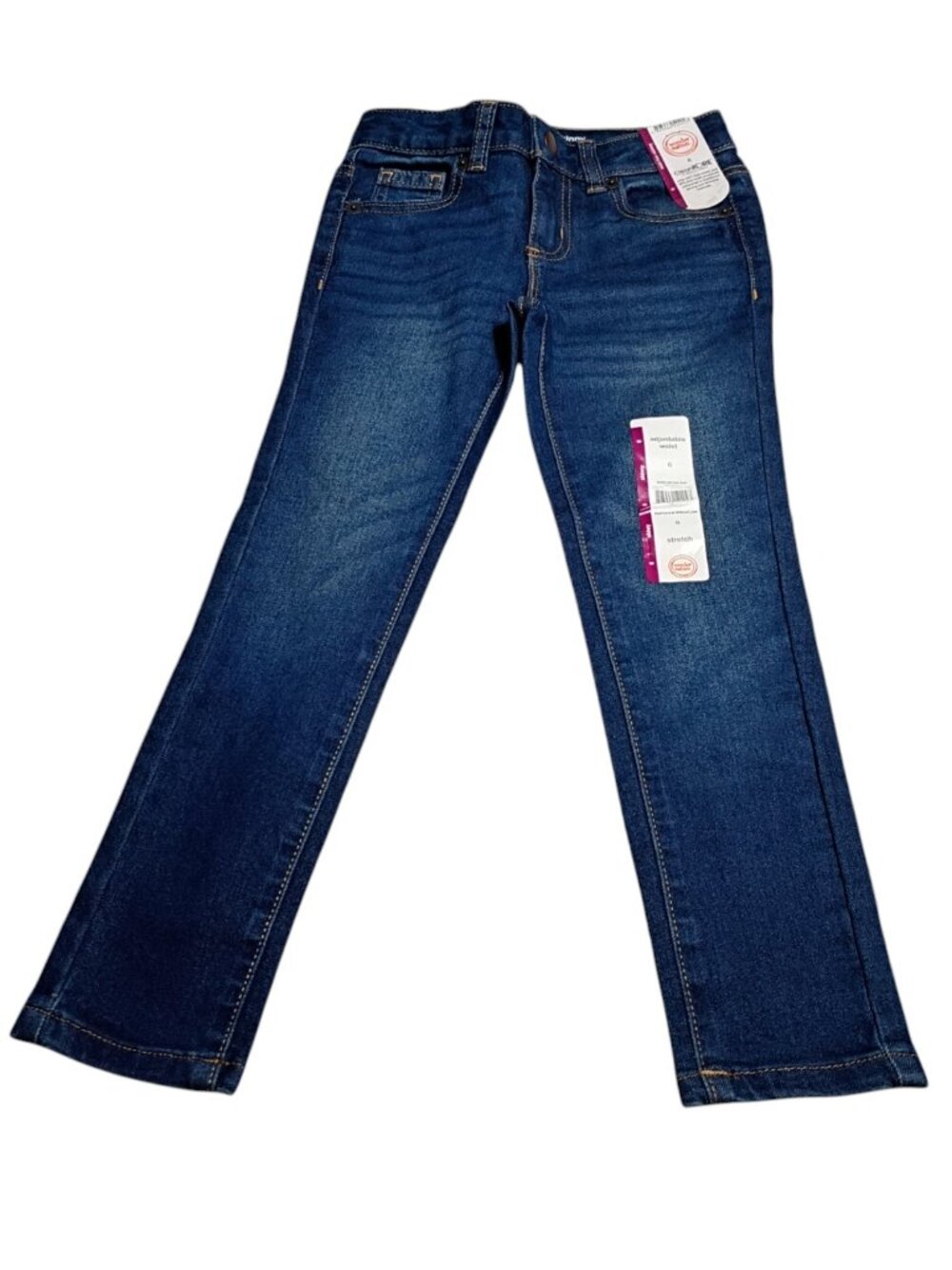 Wonder Nation Girls Skinny Jeans Adjustable Waist Dark Wash Size 6